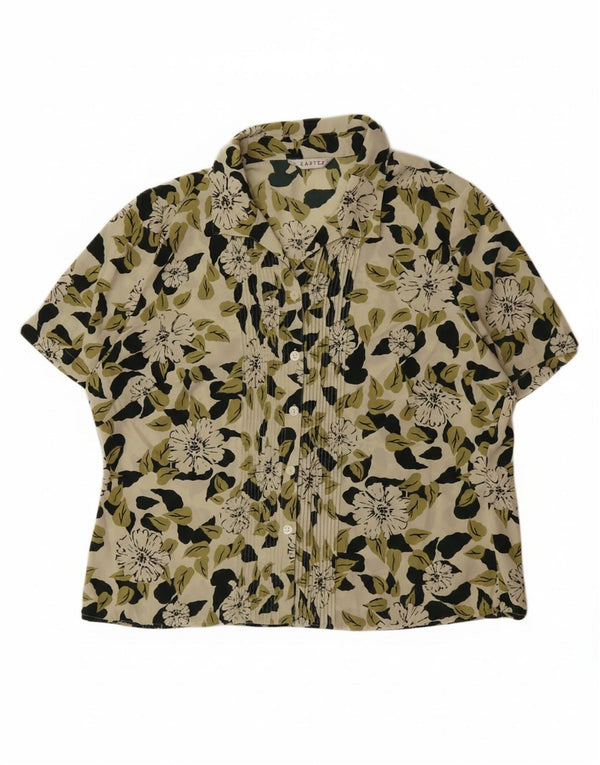 EASTEX kortærmet skjorte til kvinder UK 16 Large Green Floral Polyester