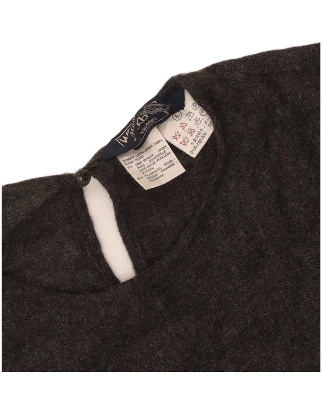 Max Mara Dame Weekend Bluse Top UK 16 Large Grey Virgin Wool