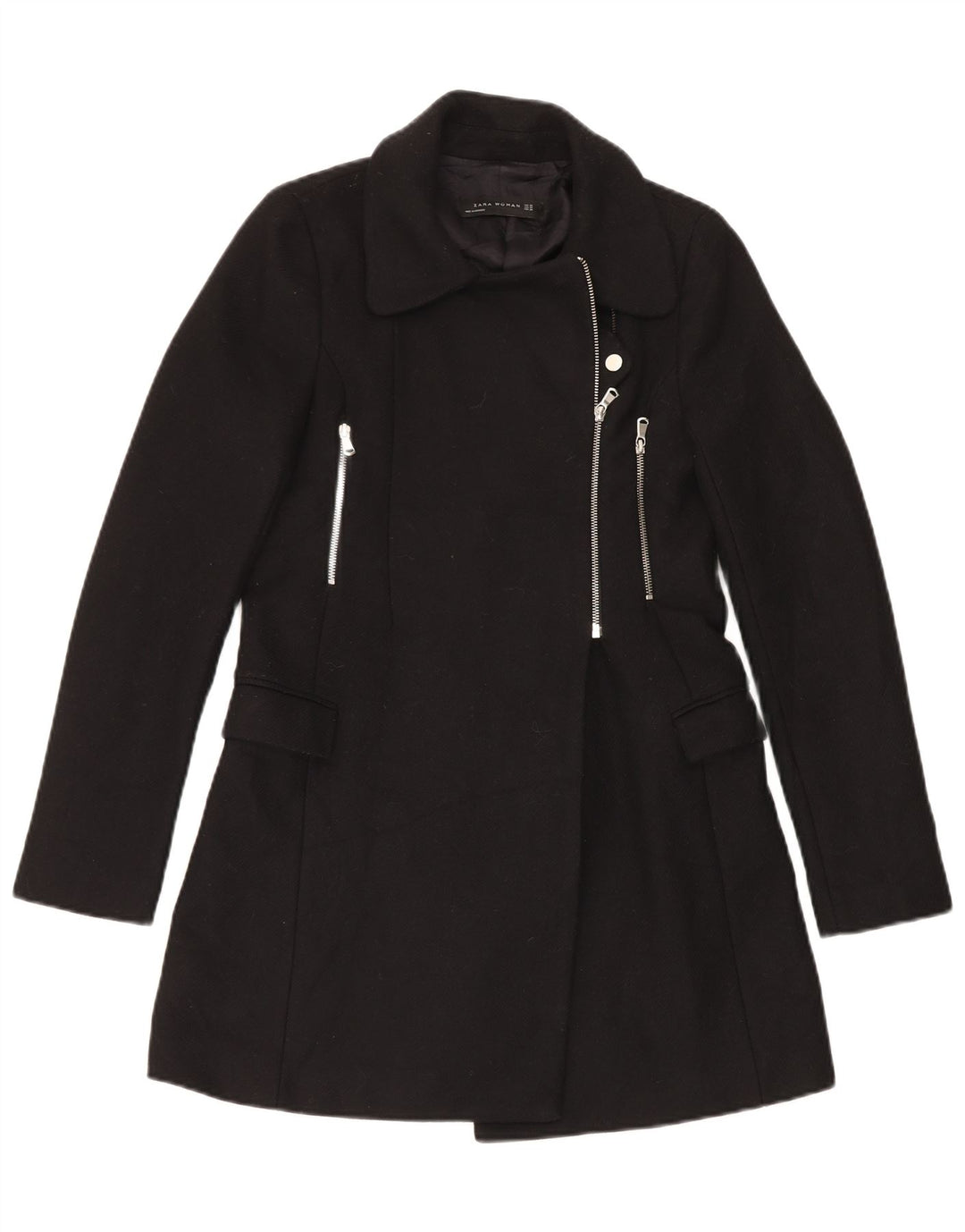 Zara Dame Overfrakke UK 6 XS Sort