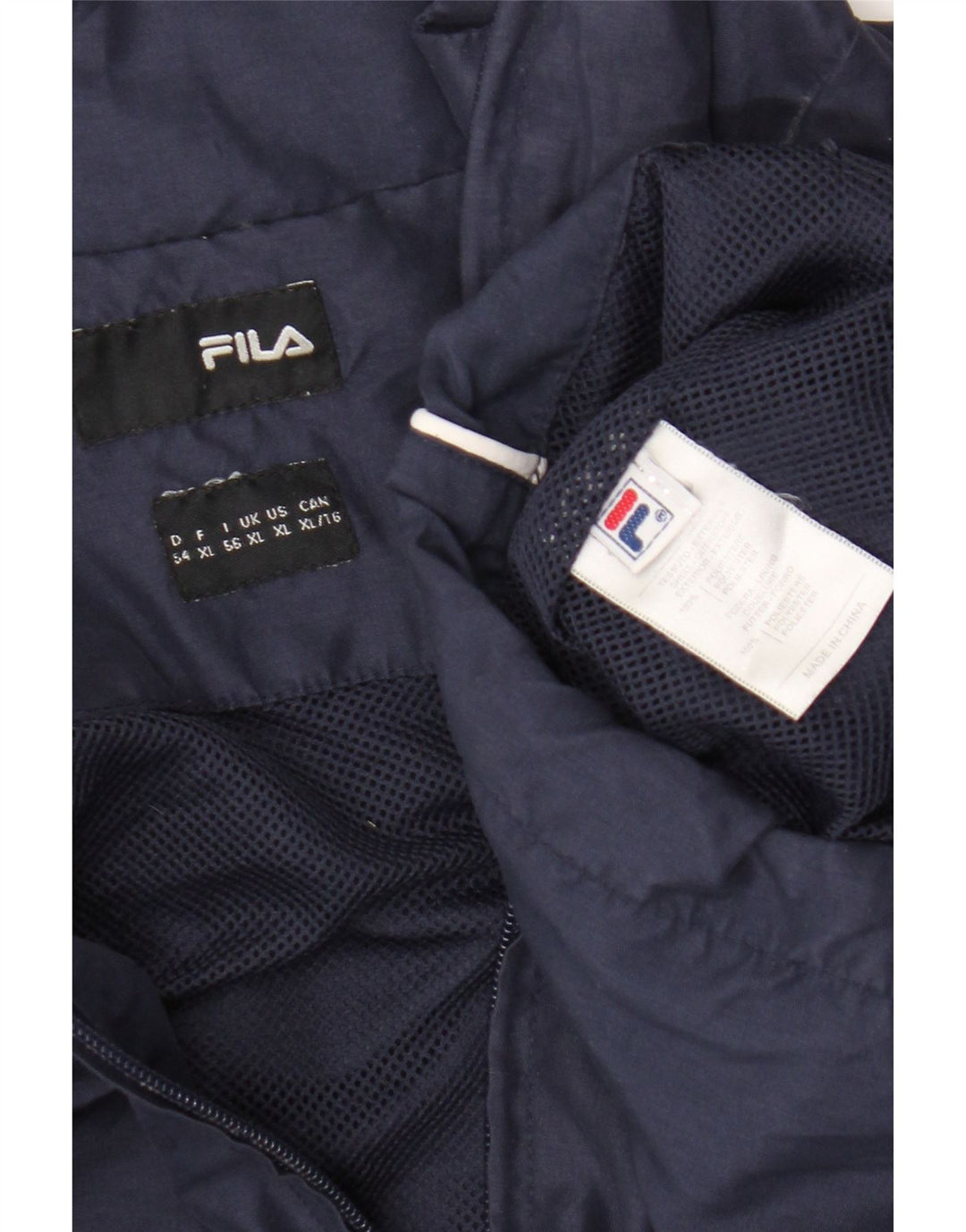 Fila Grafisk regnjakke til mænd UK 42 XL Marineblå stribet polyester
