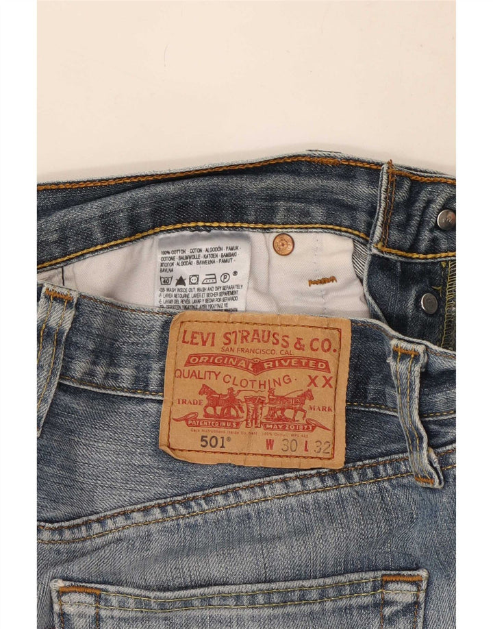Levi's Herre 501 Distressed Straight Jeans W30 L29 Blå Bomuld