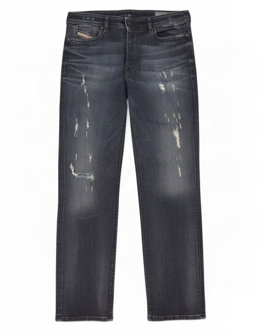 Diesel Herre Reen Distressed Regular Straight Jeans W30 L32 Blue Cotton
