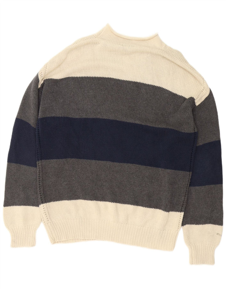 Nautica Herre Turtle Neck Jumper Sweater Stor Grå Colourblock Bomuld
