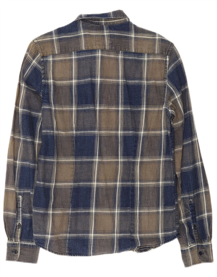 Wrangler Herre Indigo ternet slim flannelskjorte lille marineblå ternet