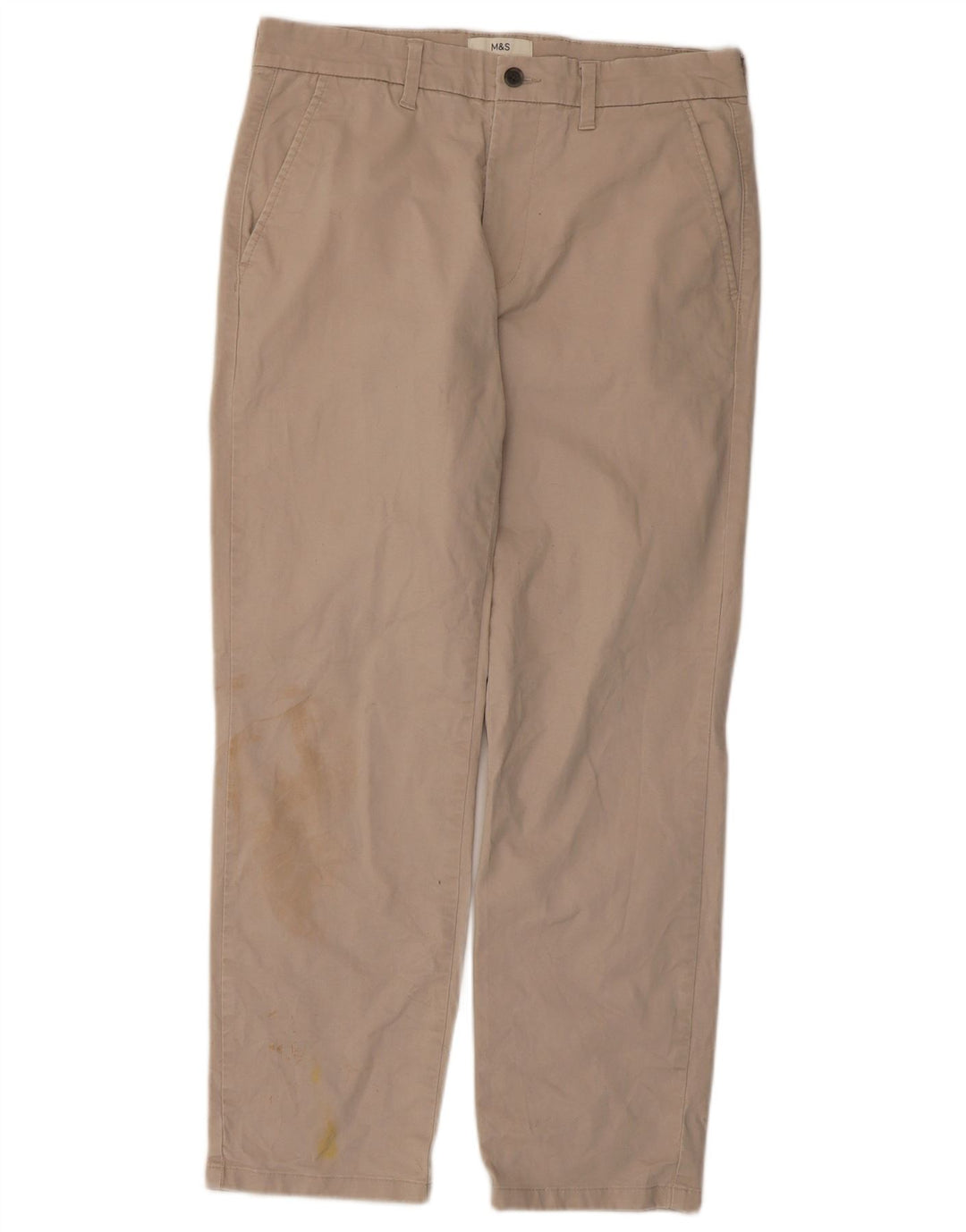 Marks & Spencer Herre Regular Fit Chinobukser W32 L29 Beige Bomuld