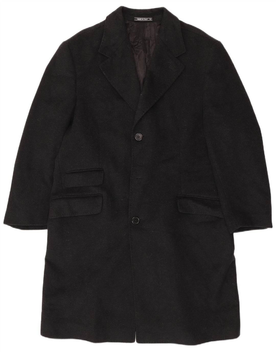 VINTAGE Herre Chesterfield Coat IT 54 2XL Sort Uld