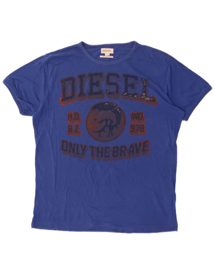 Diesel Herre Regular Fit Grafisk T-Shirt Top XL Blå