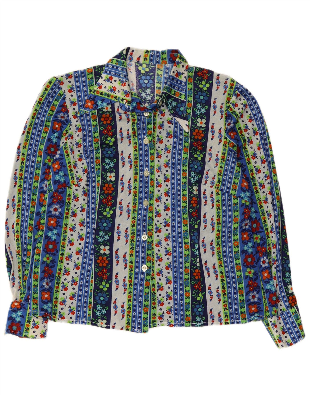 Vintage dameskjorte bluse UK 16 Stor flerfarvet blomster