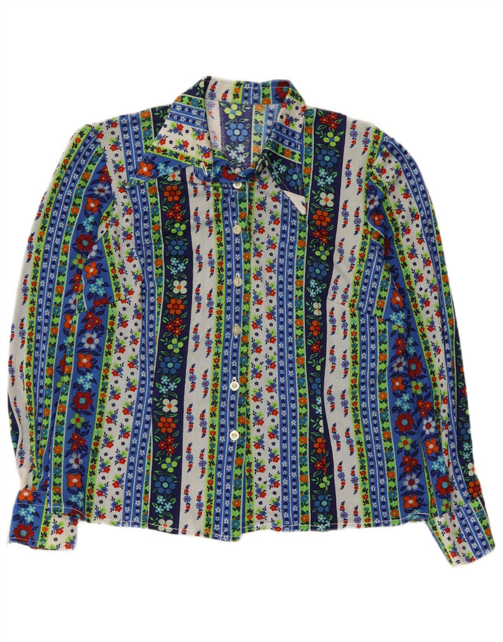 Vintage dameskjorte bluse UK 16 Stor flerfarvet blomster