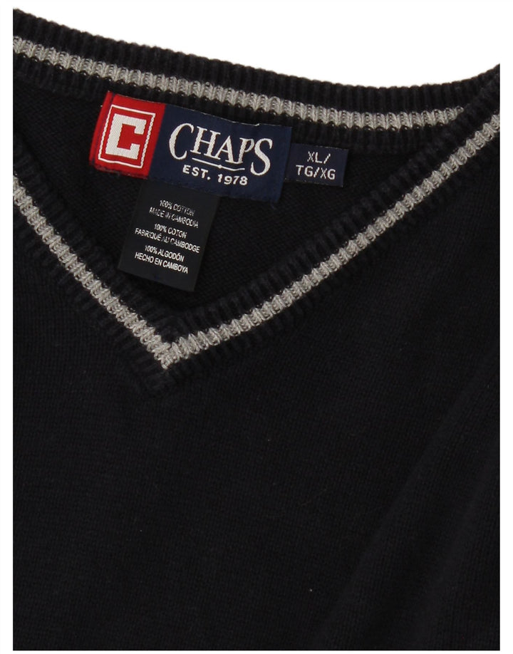 CHAPS Herre V-hals sweater XL Marineblå Bomuld