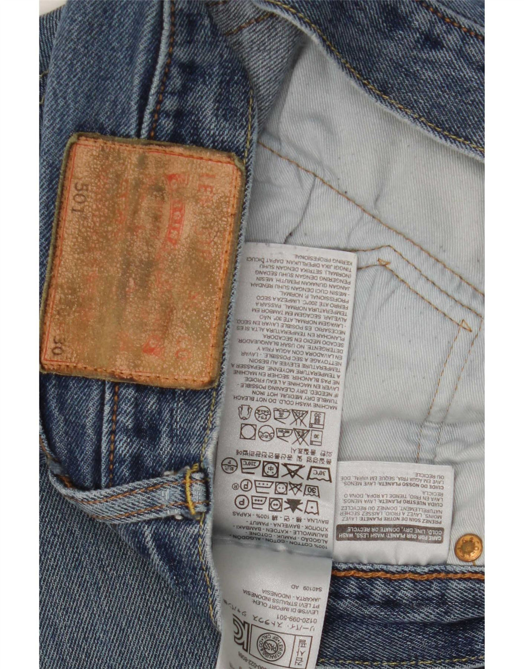 Levi's Herre 501 Straight Jeans W30 L30 Blå Bomuld