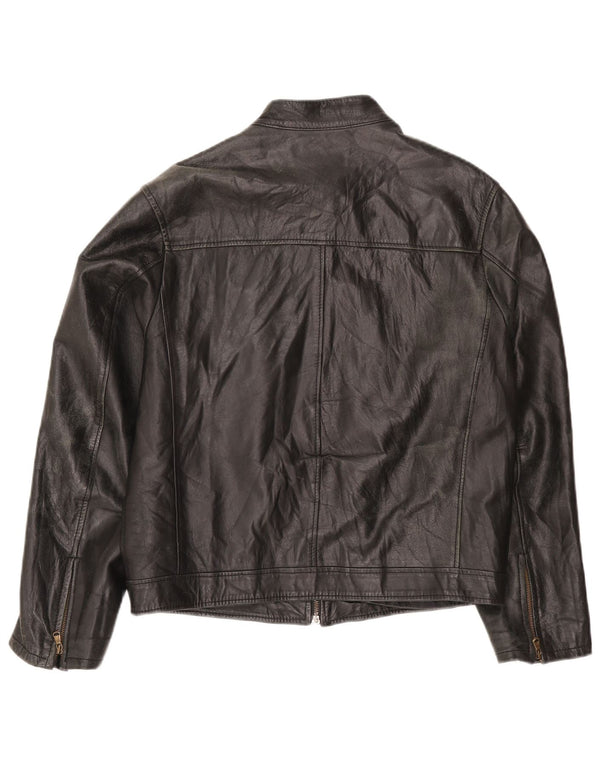 Vintage Herre Læderjakke IT 48 Medium Sort Læder