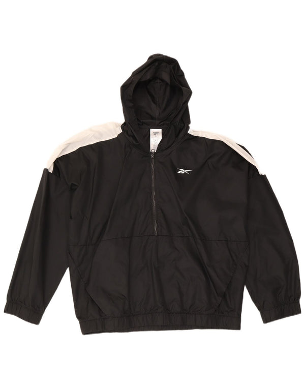 Reebok Womens Oversized Hooded Tracksuit Top Jacket UK 16/18 Large Black