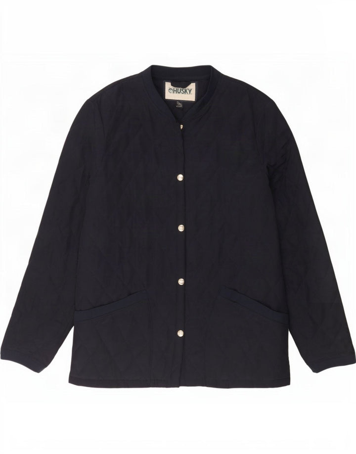 Husky Dame Quiltet Jakke UK 12 Medium Navy Blue Polyester