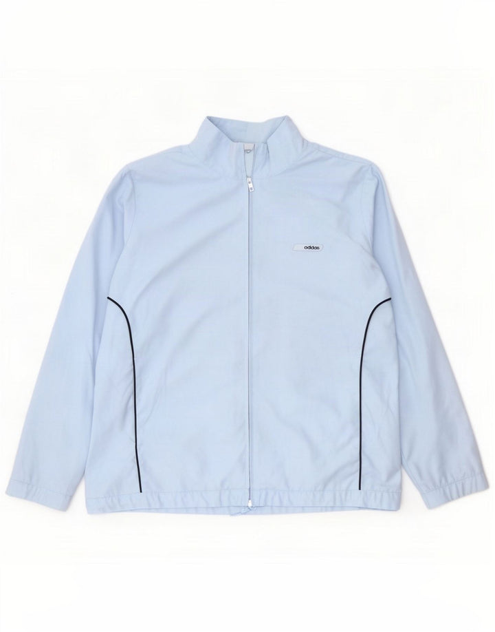 Adidas Womens Tracksuit Top Jacket UK 16 Large Blue Polyester