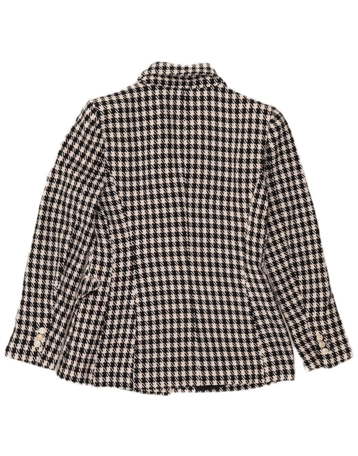 Zara Dame Dobbeltradet Blazer Jacket UK 10 Small Black Houndstooth