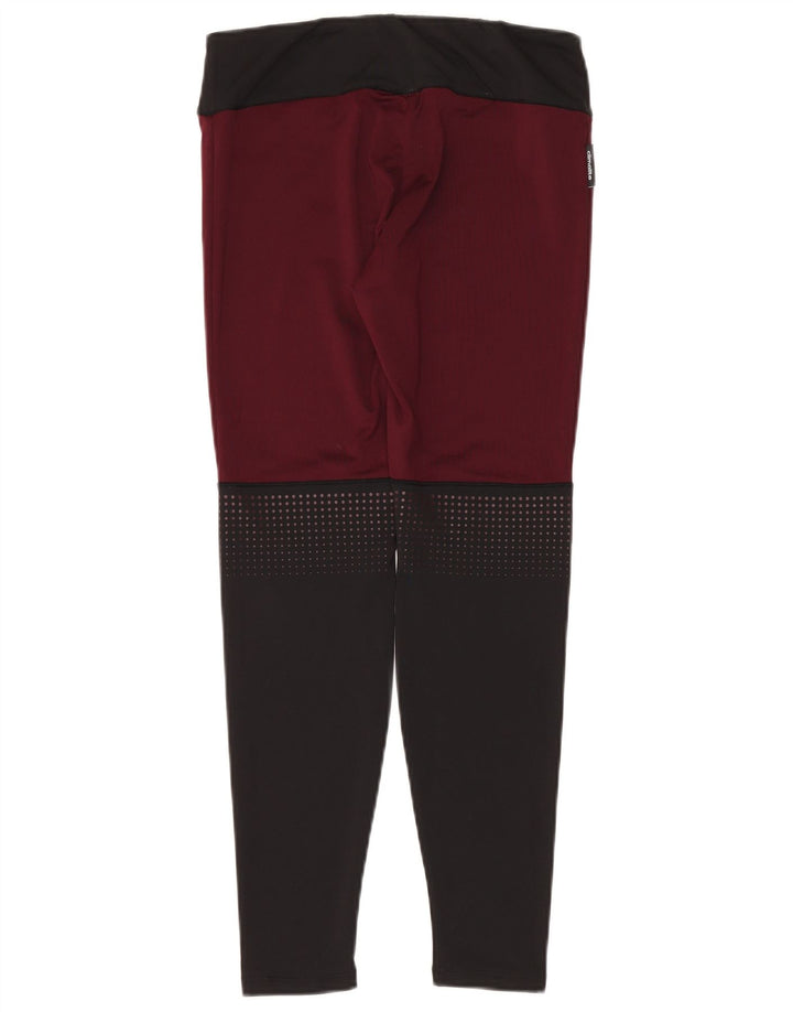 Adidas Womens Climalite Leggings UK 12 Medium Burgundy Colourblock