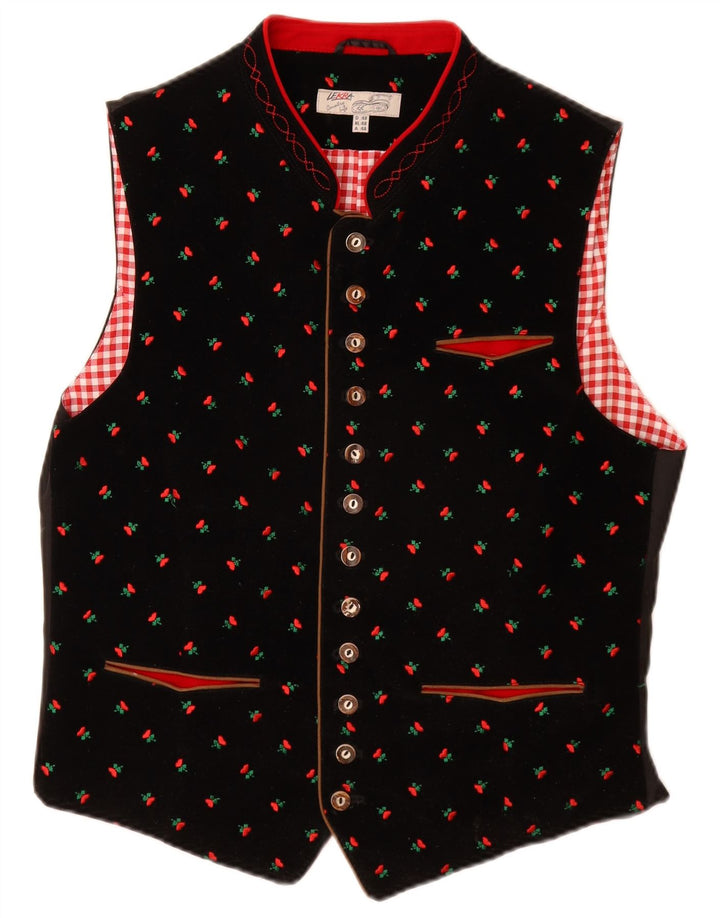 LEKRA Herre Velvet Vest IT 48 Small Black Floral