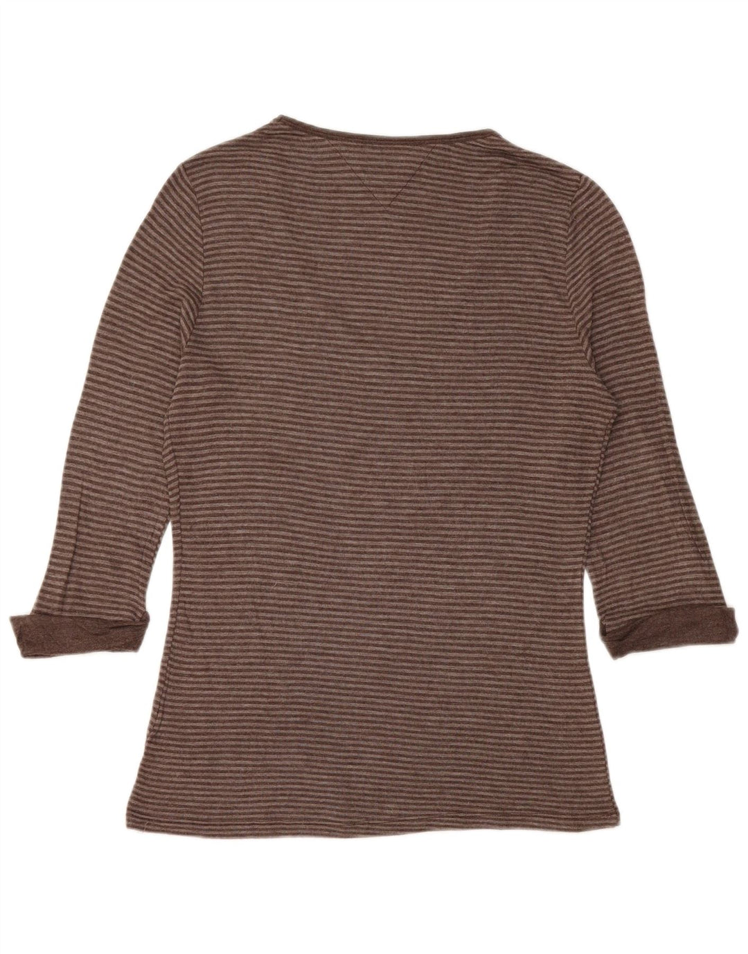 TOMMY HILFIGER Dame Top 3/4 ærmet UK 14 Stor Brun Stribet