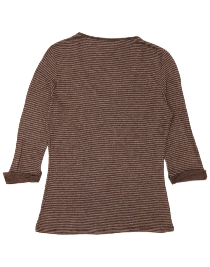 TOMMY HILFIGER Dame Top 3/4 ærmet UK 14 Stor Brun Stribet