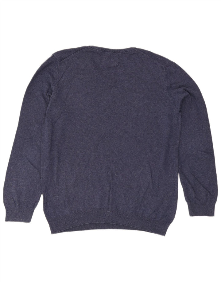 Mustang Herre V-hals sweater Medium Marineblå Bomuld