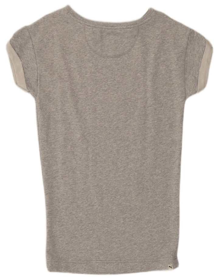 Puma Dame T-Shirt Top UK 8 Små Grå Flecked