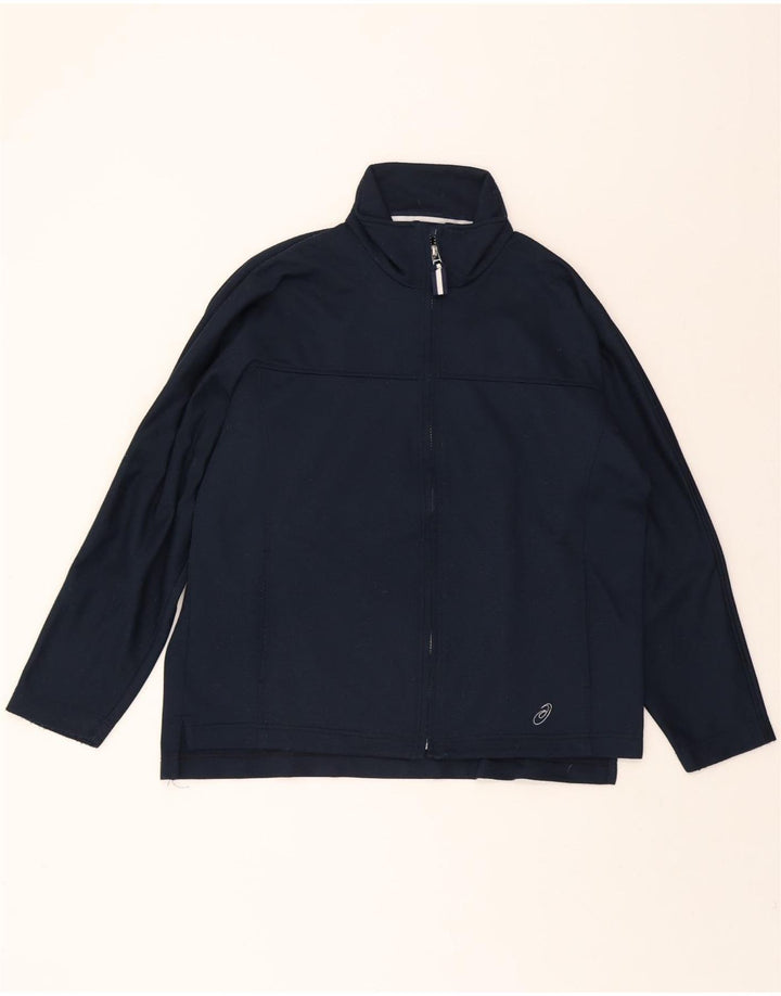 ASICS Womens Tracksuit Top Jacket UK 16 Large Navy Blue Vintage Asics and Second-Hand Asics from Messina Hembry 
