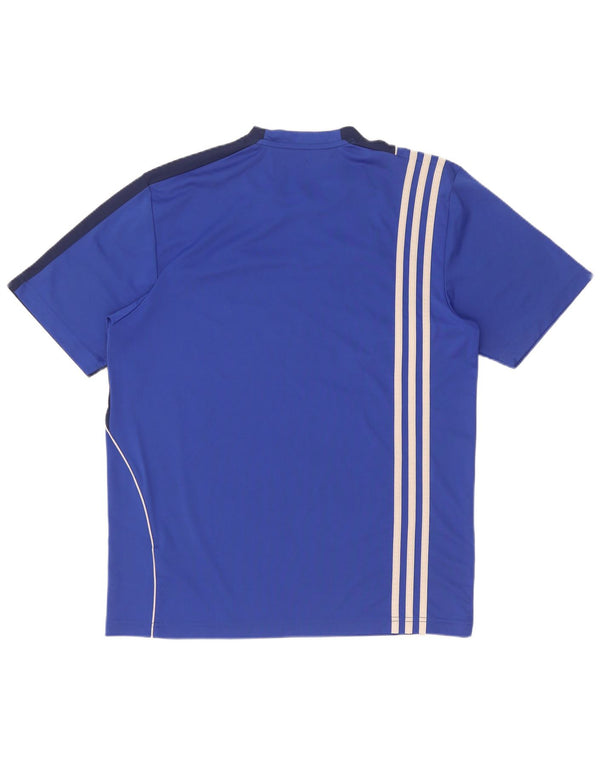 Adidas Herre Climalite grafisk T-shirt top UK 40/42 Medium Blue Colourblock
