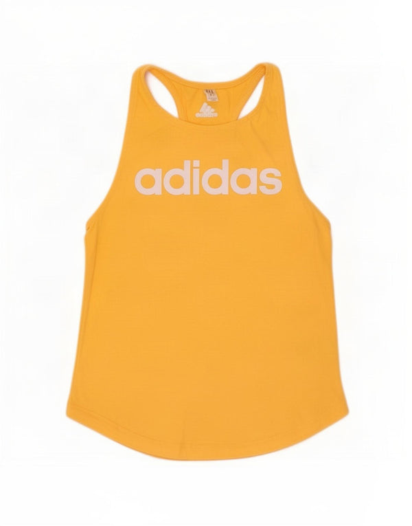 Adidas Dame Grafisk Vest Top UK 4/6 XS Gul Bomuld