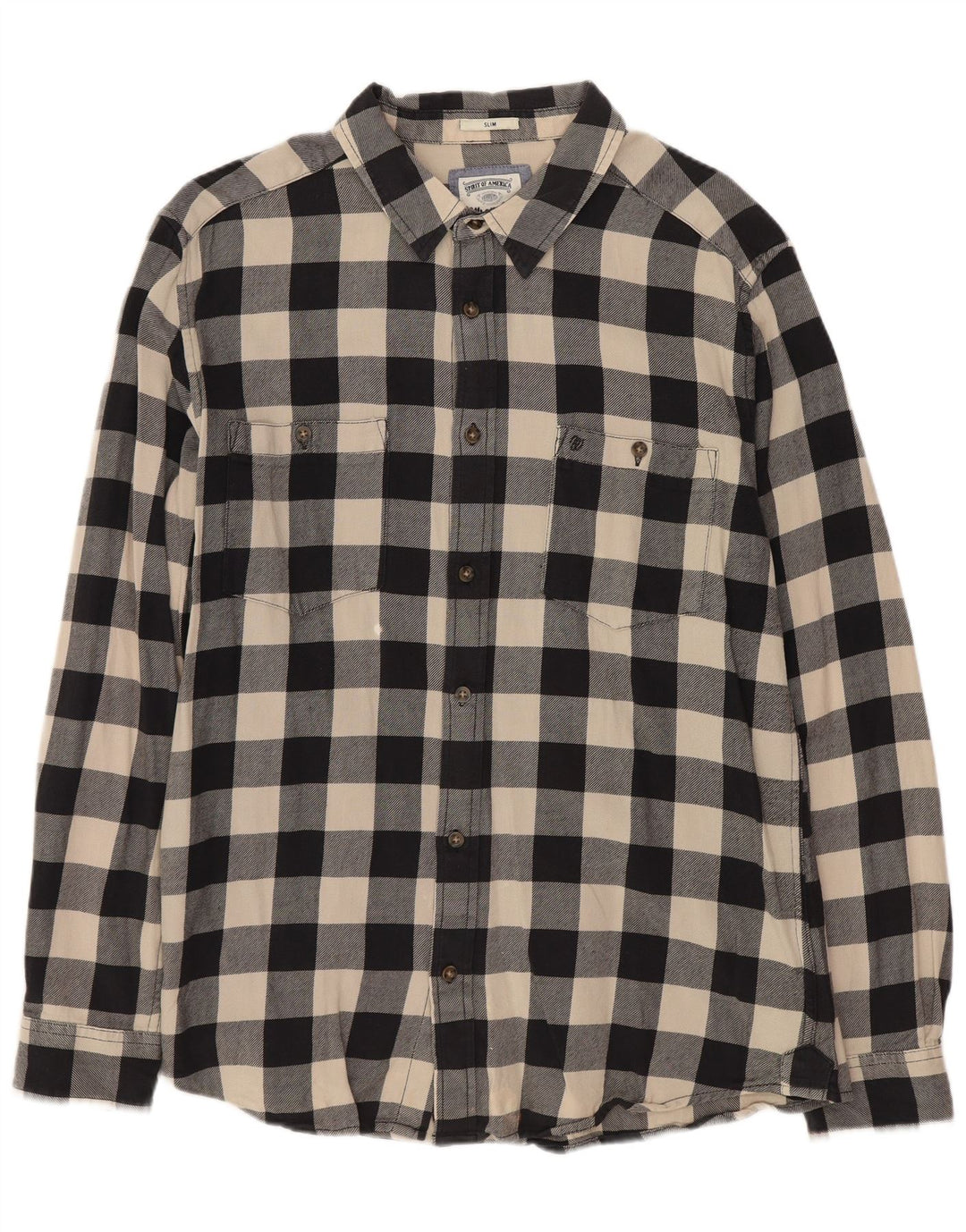 WRANGLER Herre Slim Flannel Shirt XL Sort Gingham Bomuld