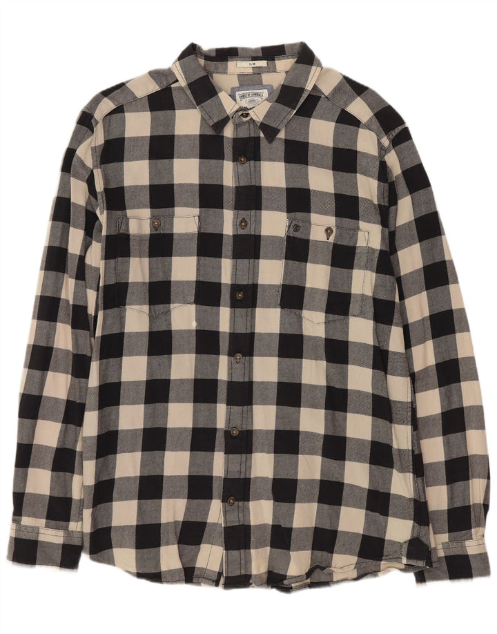 WRANGLER Herre Slim Flannel Shirt XL Sort Gingham Bomuld