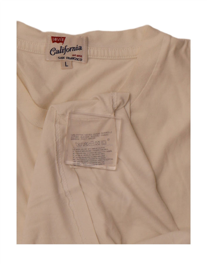 Levi's Dame T-Shirt Top UK 16 Stor Hvid Bomuld