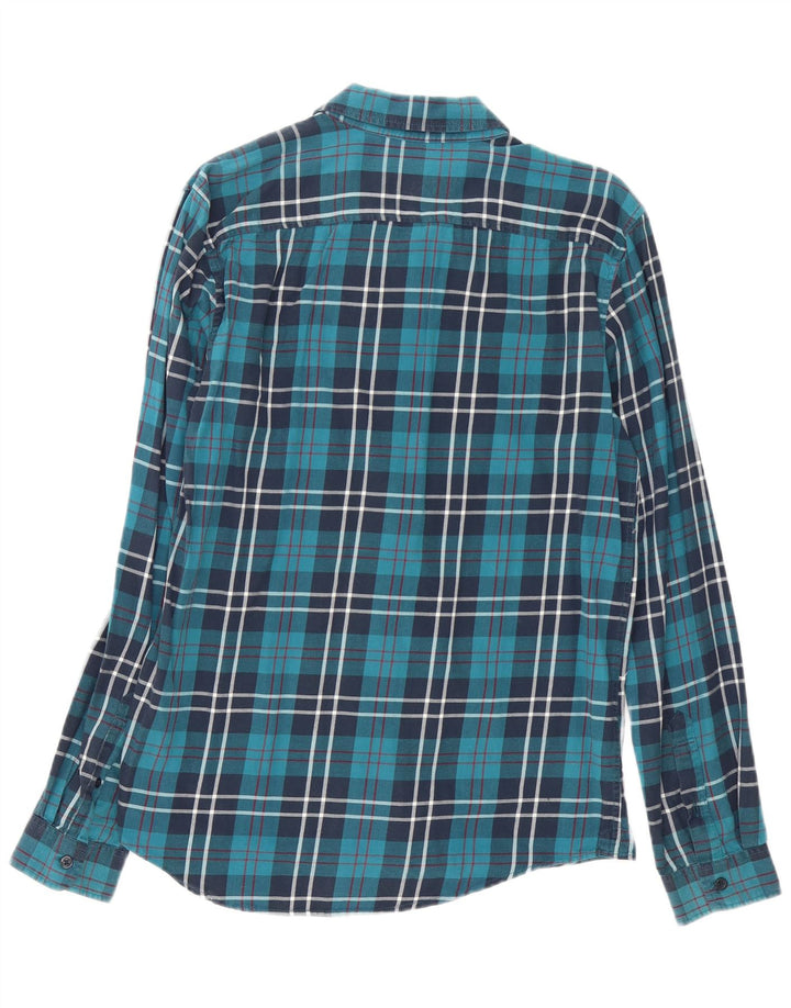 Jack Wills Herre Classic Fit Flannel skjorte Medium Blue Ternet Bomuld