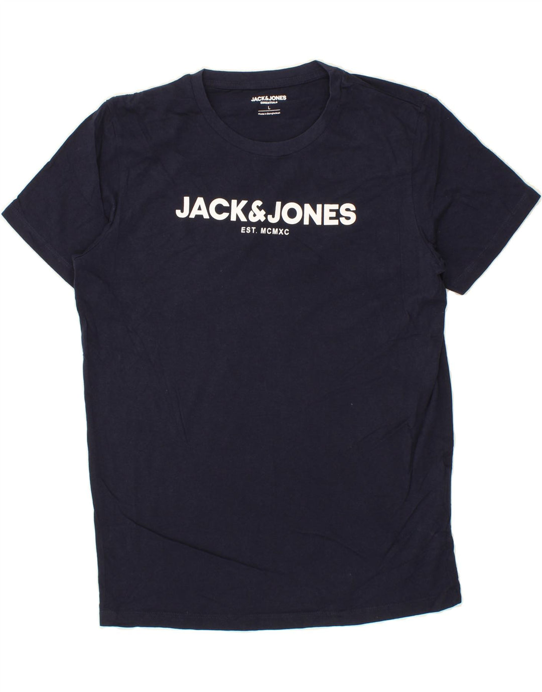 JACK & JONES Mens Graphic T-Shirt Top Large Navy Blue Cotton Vintage Jack & Jones and Second-Hand Jack & Jones from Messina Hembry 