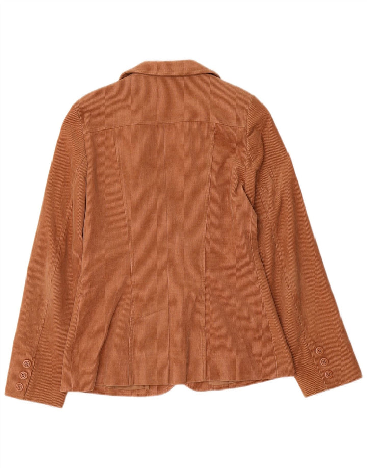 Topshop Dame 2-knaps Corduroy Blazer Jacket UK 10 Lille brun bomuld