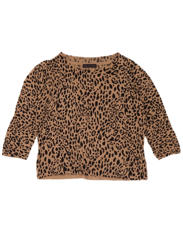 Marks & Spencer Dame Crop Crew Neck Jumper Sweater UK 12 Medium Brown