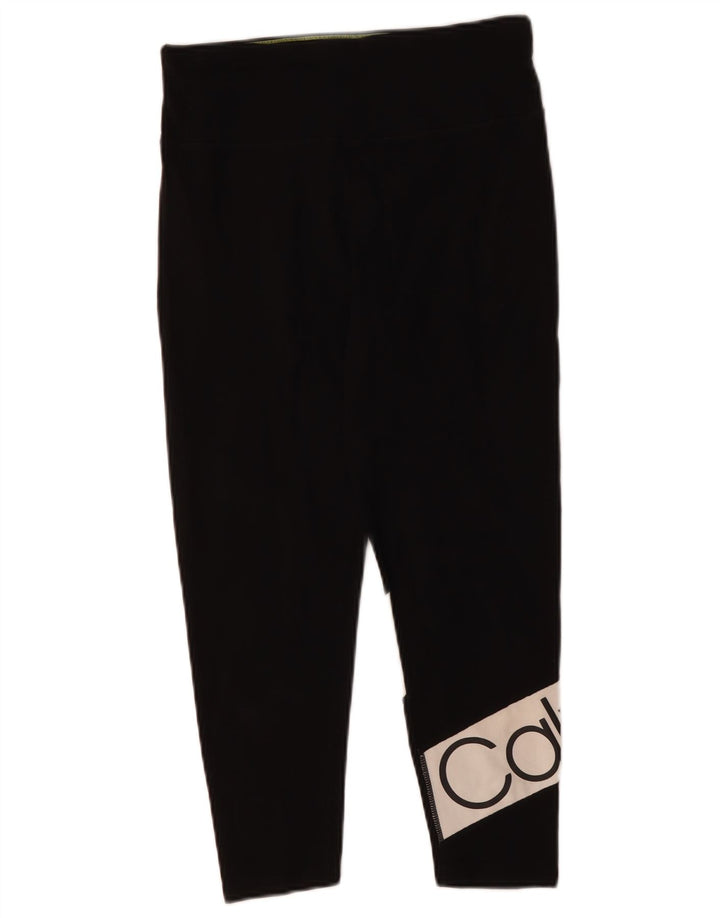 CALVIN KLEIN Grafiske Capri Leggings til kvinder UK 14 Stor sort farveblok
