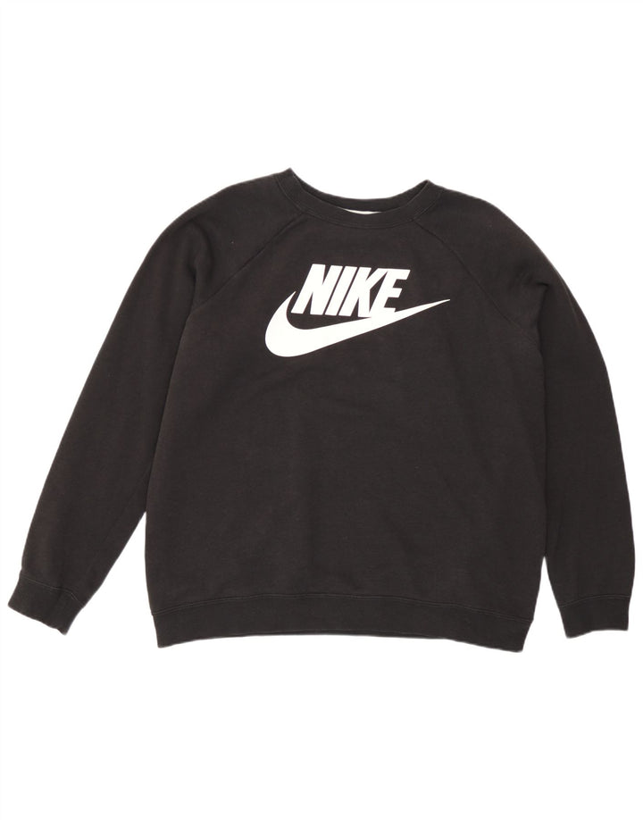 Nike Dame Grafisk Sweatshirt Jumper UK 16 Stor sort bomuld