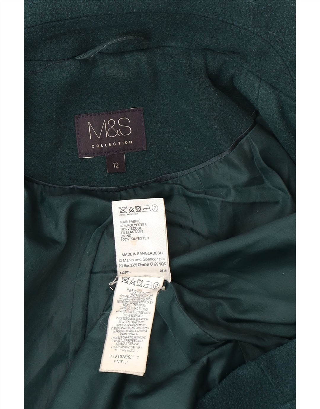 Marks & Spencer Dame Dobbeltradet Blazer Jacket UK 12 Medium Green