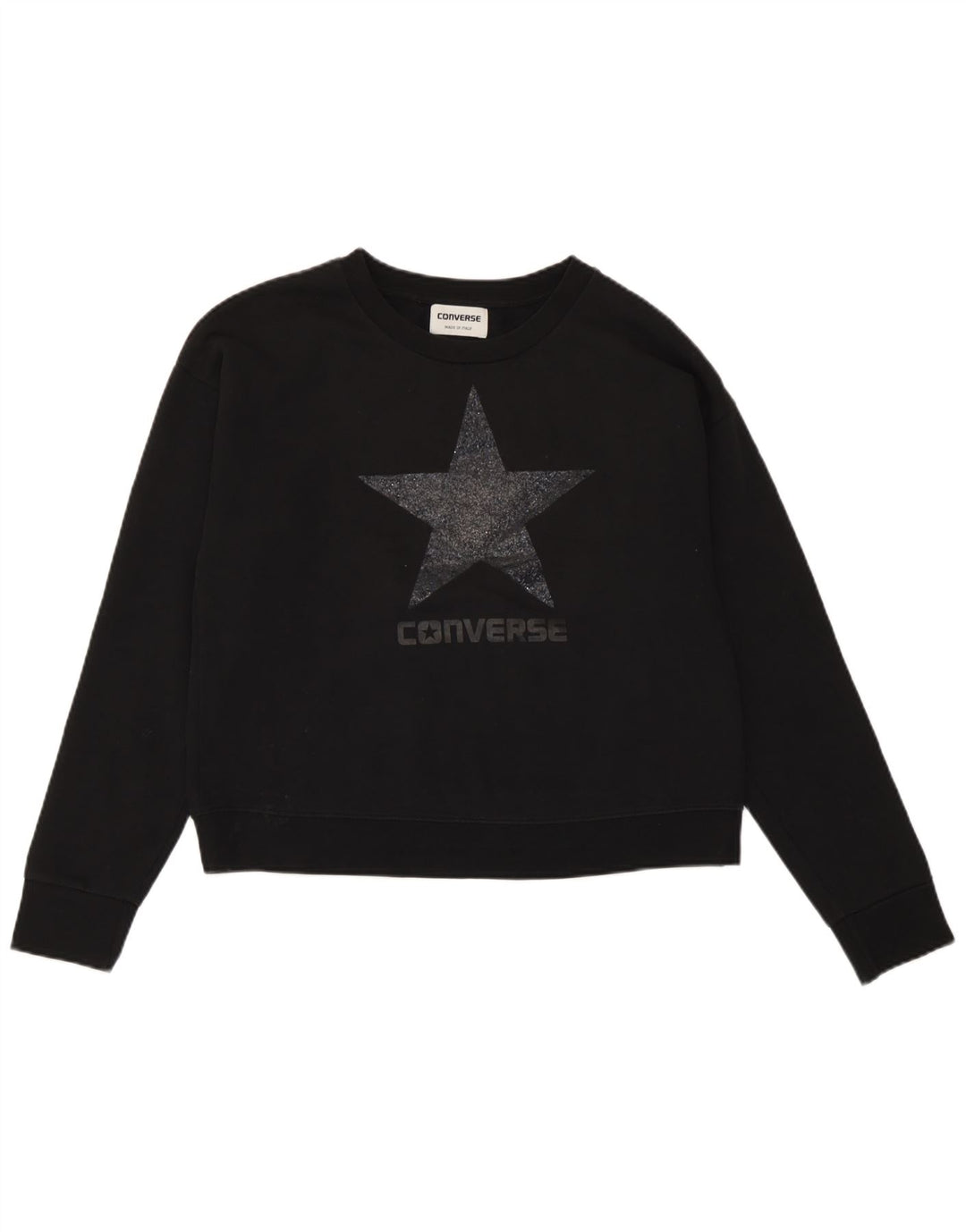 Converse Dame Grafisk Oversized Sweatshirt Jumper UK 10 Lille Sort