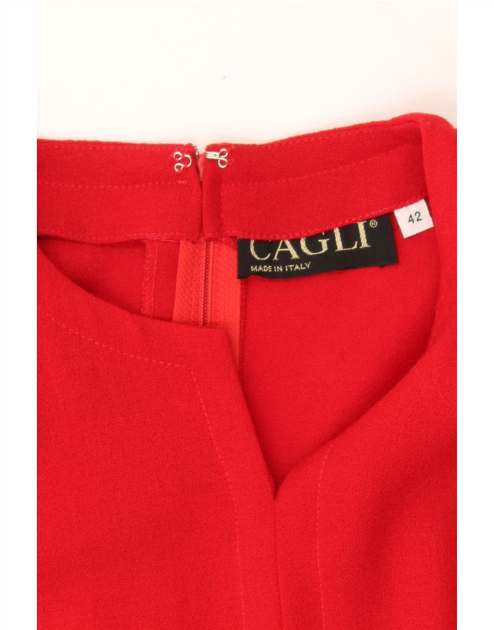 CAGLI Womens Long Sleeve Sheath Dress IT 42 Medium Red Virgin Wool Vintage Cagli and Second-Hand Cagli from Messina Hembry 