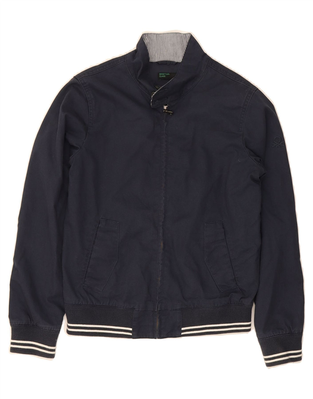 BENETTON Boys Bomber Jacket 10-11 Years XL Navy Blue Cotton Vintage Benetton and Second-Hand Benetton from Messina Hembry 