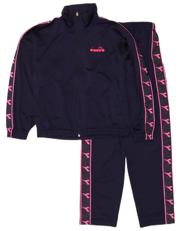 Diadora Herre grafisk løs pasform fuld træningsdragt IT 44 XS W28 L28 Marineblå