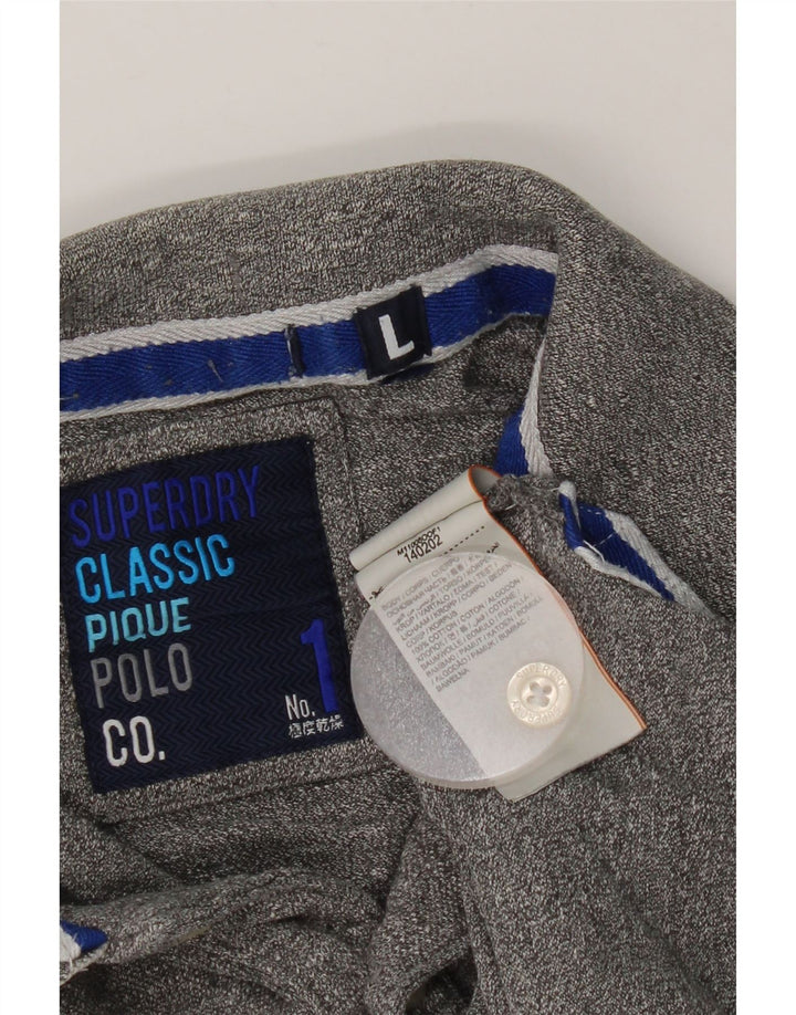 Superdry Poloshirt til mænd, stor grå flækket bomuld