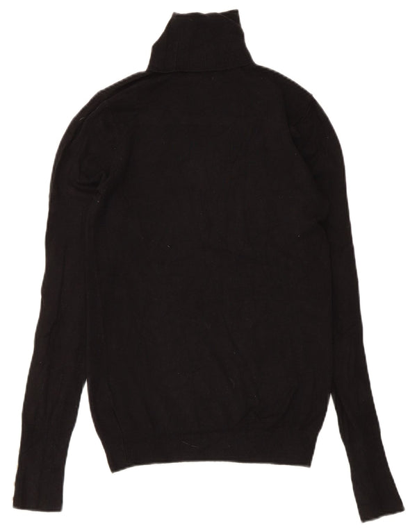 Zara Dame Rullehals Sweater UK 8 Small Black Viscose