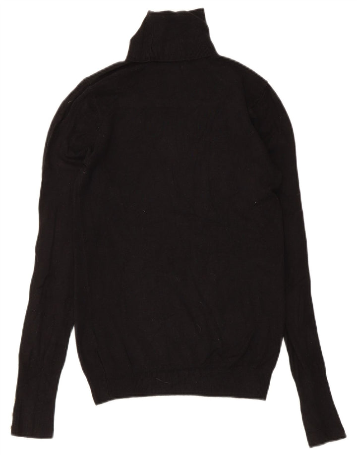 Zara Dame Rullehals Sweater UK 8 Small Black Viscose