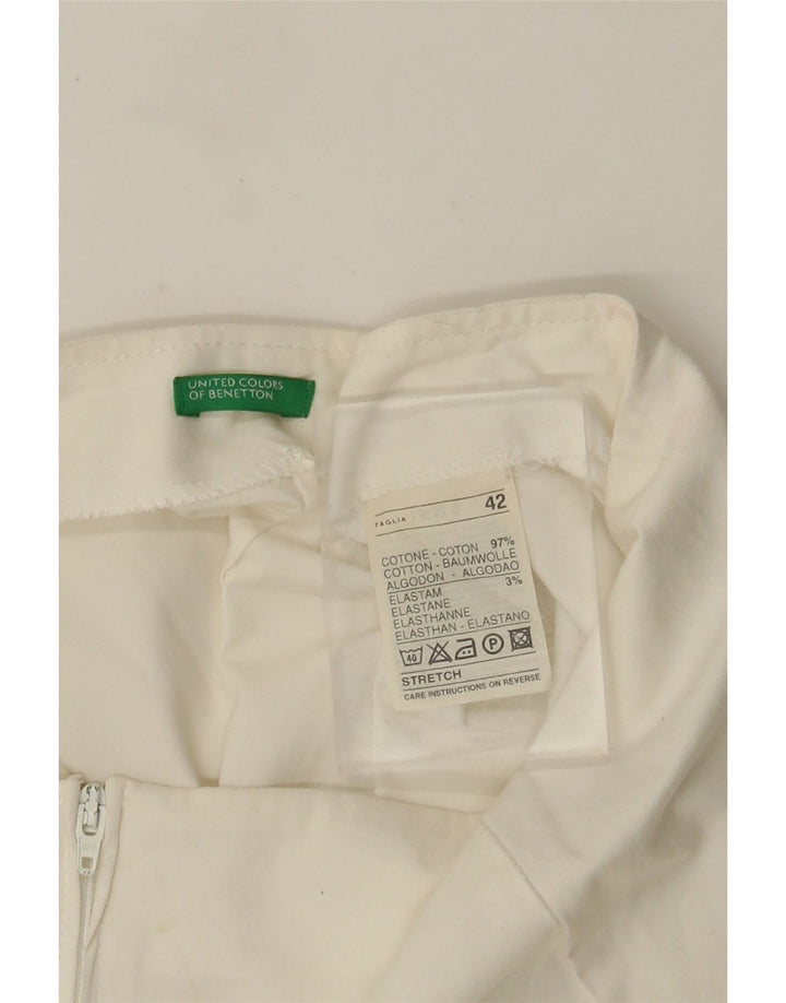 Benetton Dame A-Line Nederdel IT 42 Medium W28 Hvid Bomuld