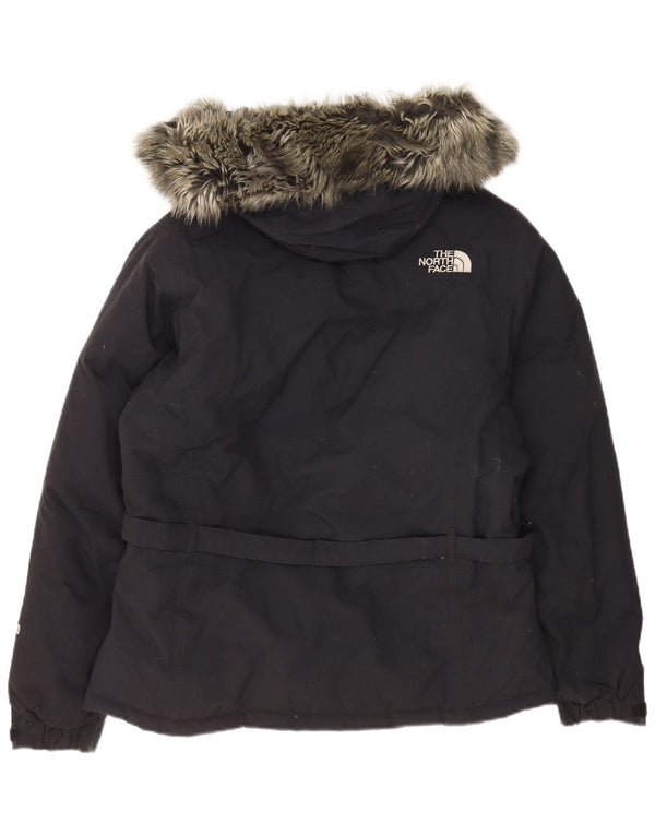 The North Face Womens Hooded Padded Jacket UK 16 Large Navy Blue Nylon