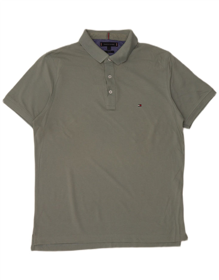 TOMMY HILFIGER Mens Slim Fit Polo Shirt Large Grey