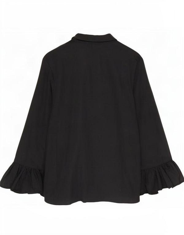 Marks & Spencer Womens Shirt Blouse UK 24 4XL Black Cotton